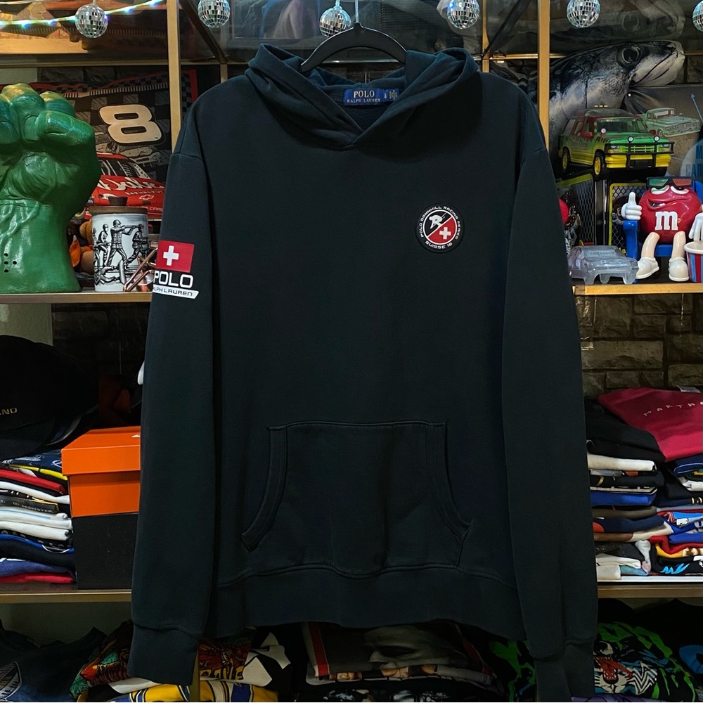 Polo Ralph Lauren Downhill Racing Series Suisse 16 Hoodie Mens Large Black